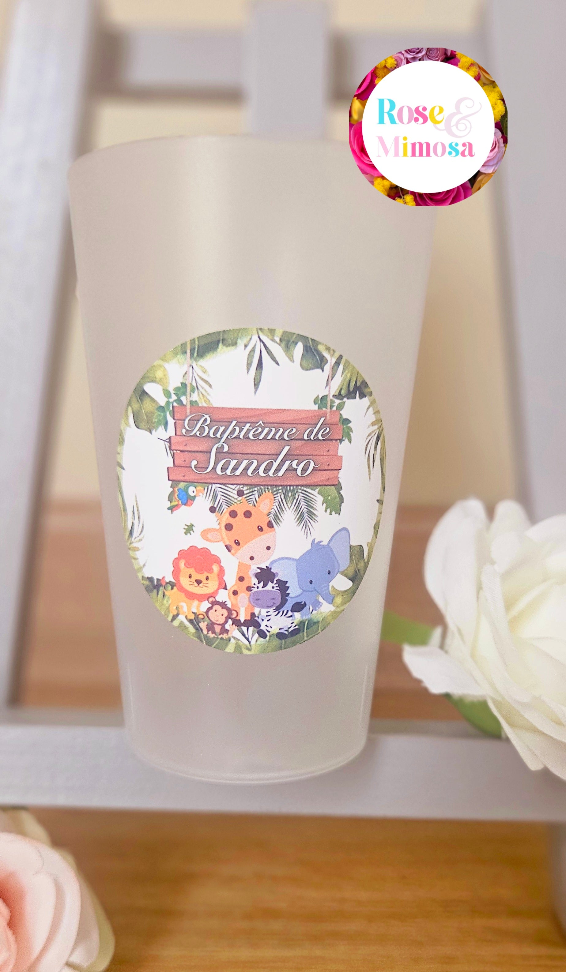 Gobelet Baptême Personnalisé – Thème Jungle Safari (25 cl)