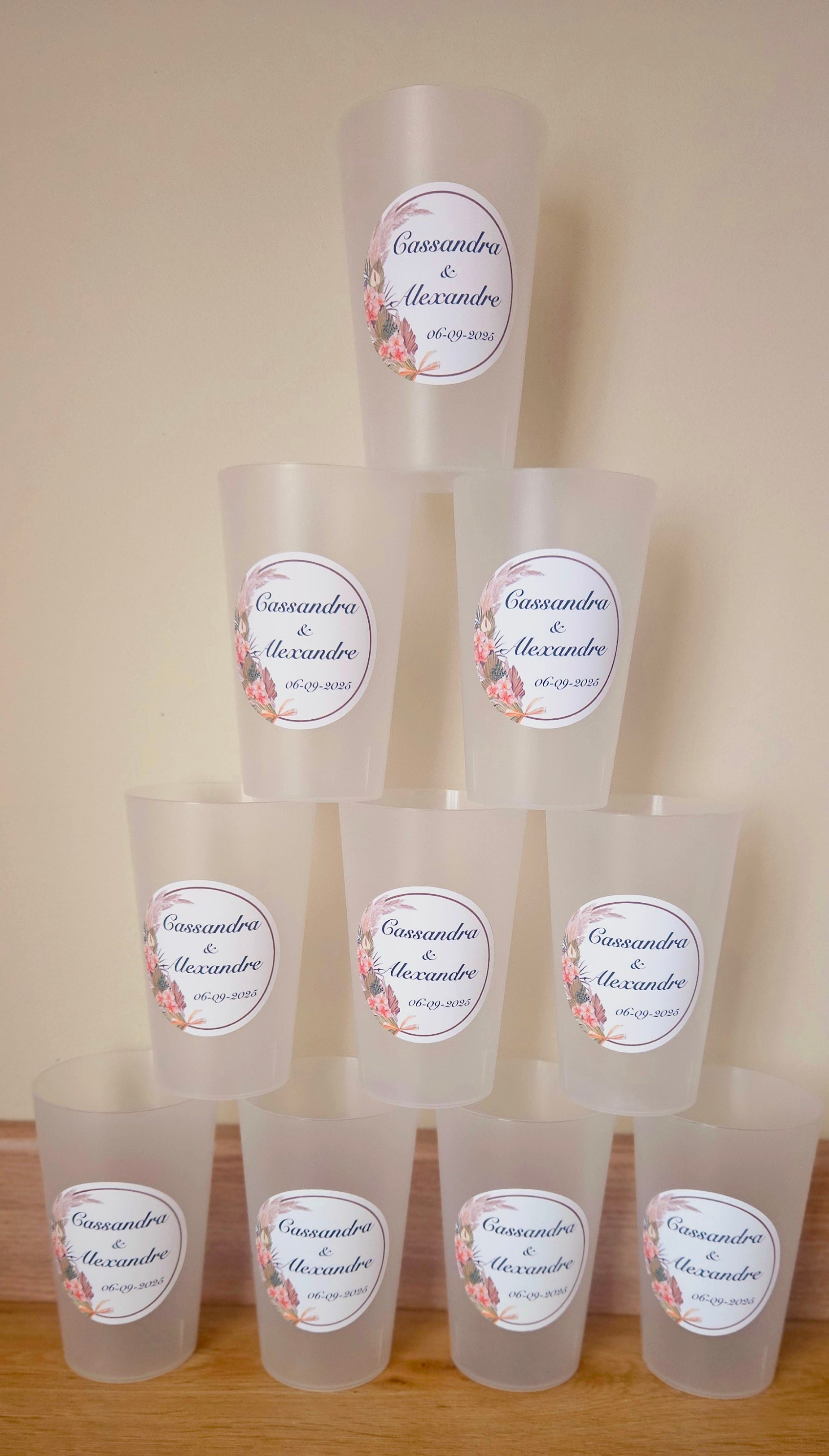 Gobelet Mariage Personnalisé – Bohème Chic Fleuri (25 cl)