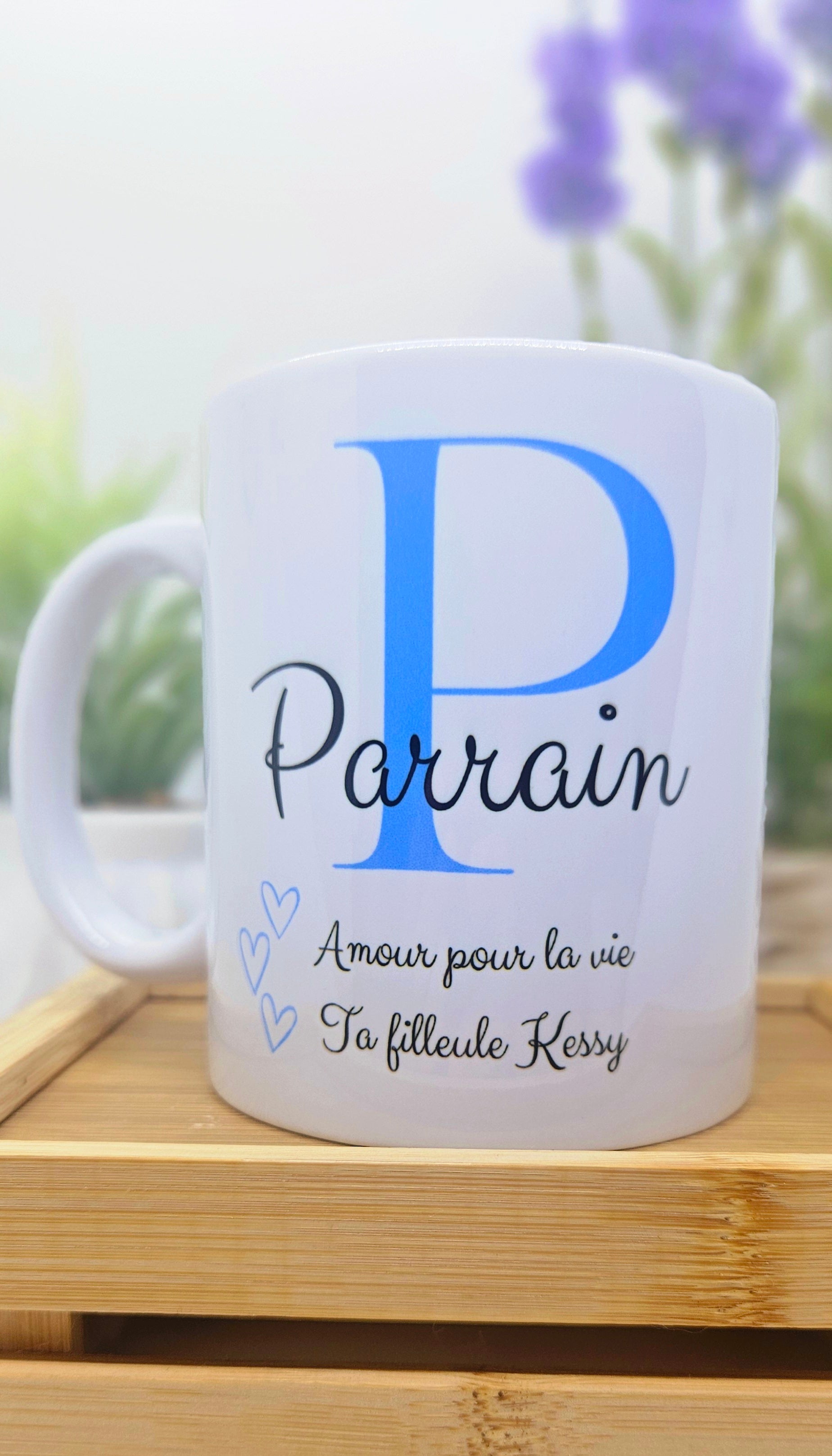 Mug “parrain – Amour pour la vie” personnalisé