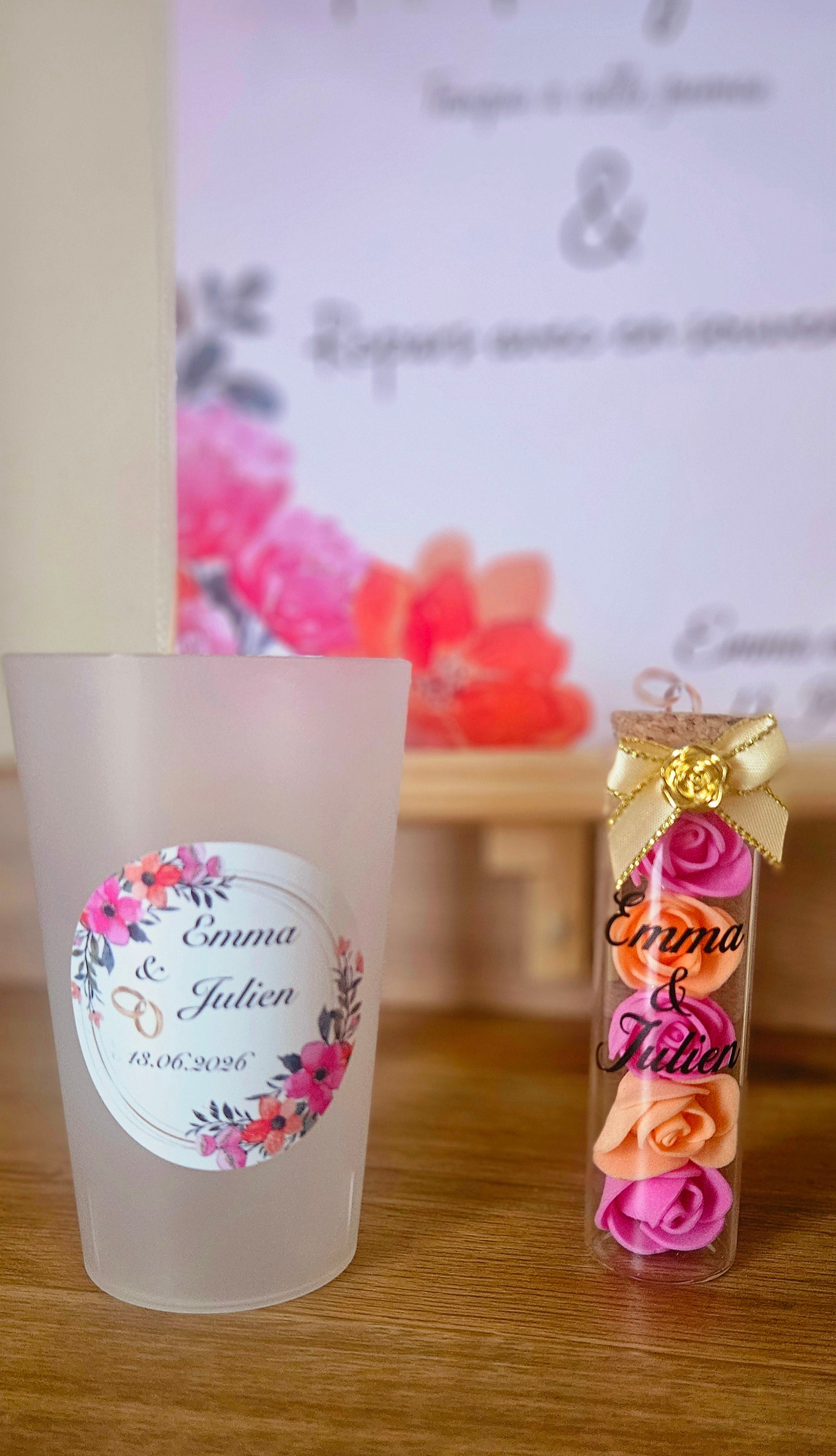 Gobelet mariage – Thème floral coloré & romantique 🌺💞