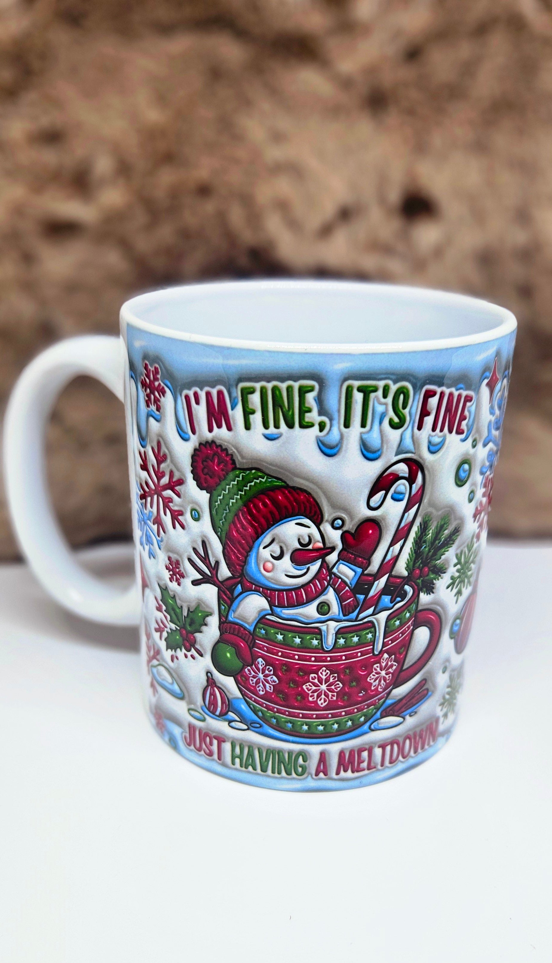 ❄️ Mug “I’m Fine, It’s Fine – Just Having a Meltdown” (Effet 3D) ☕