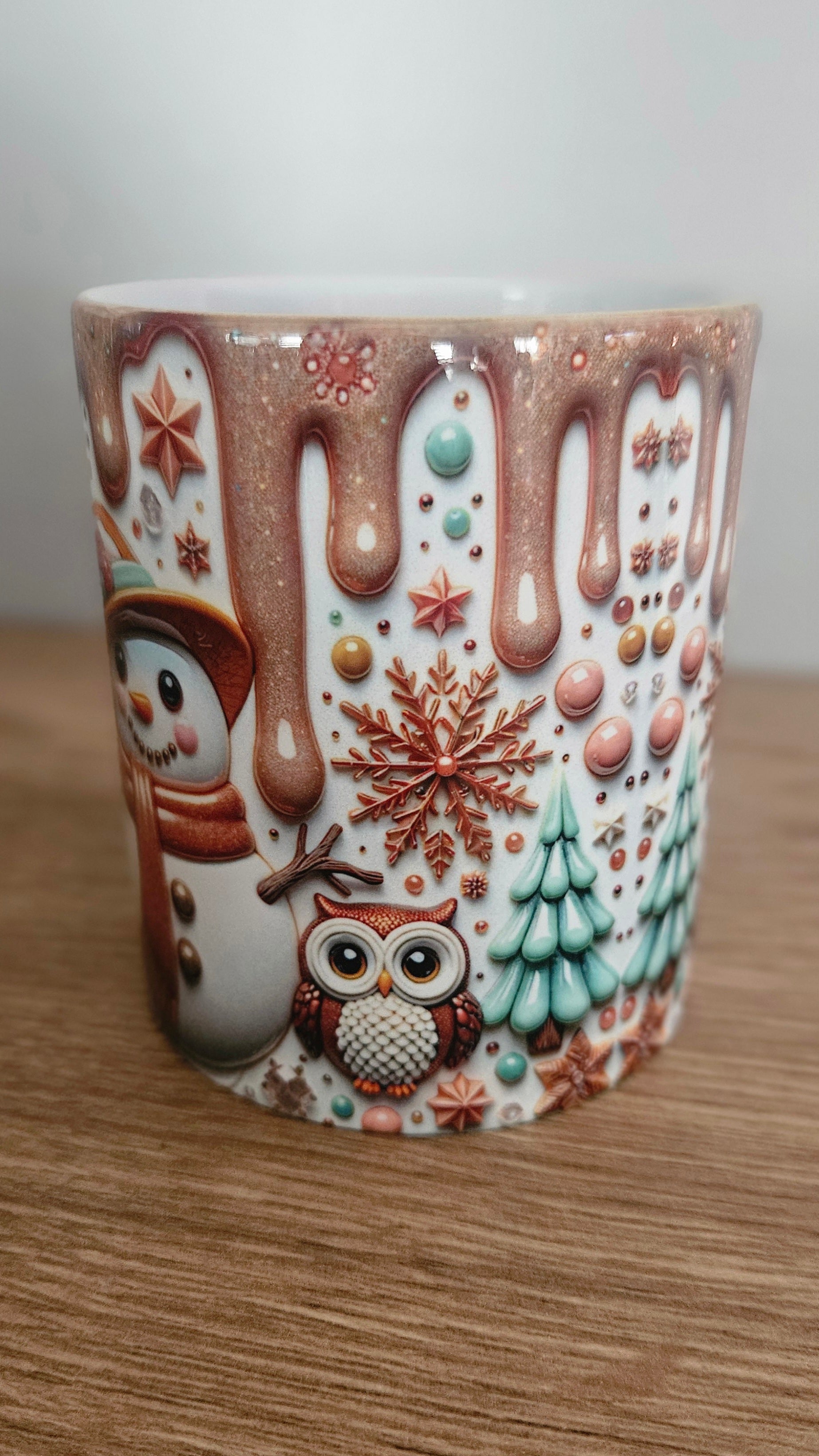 ☃️ Mug “Bonhomme de Neige & Chouette” (Effet 3D) ❄️