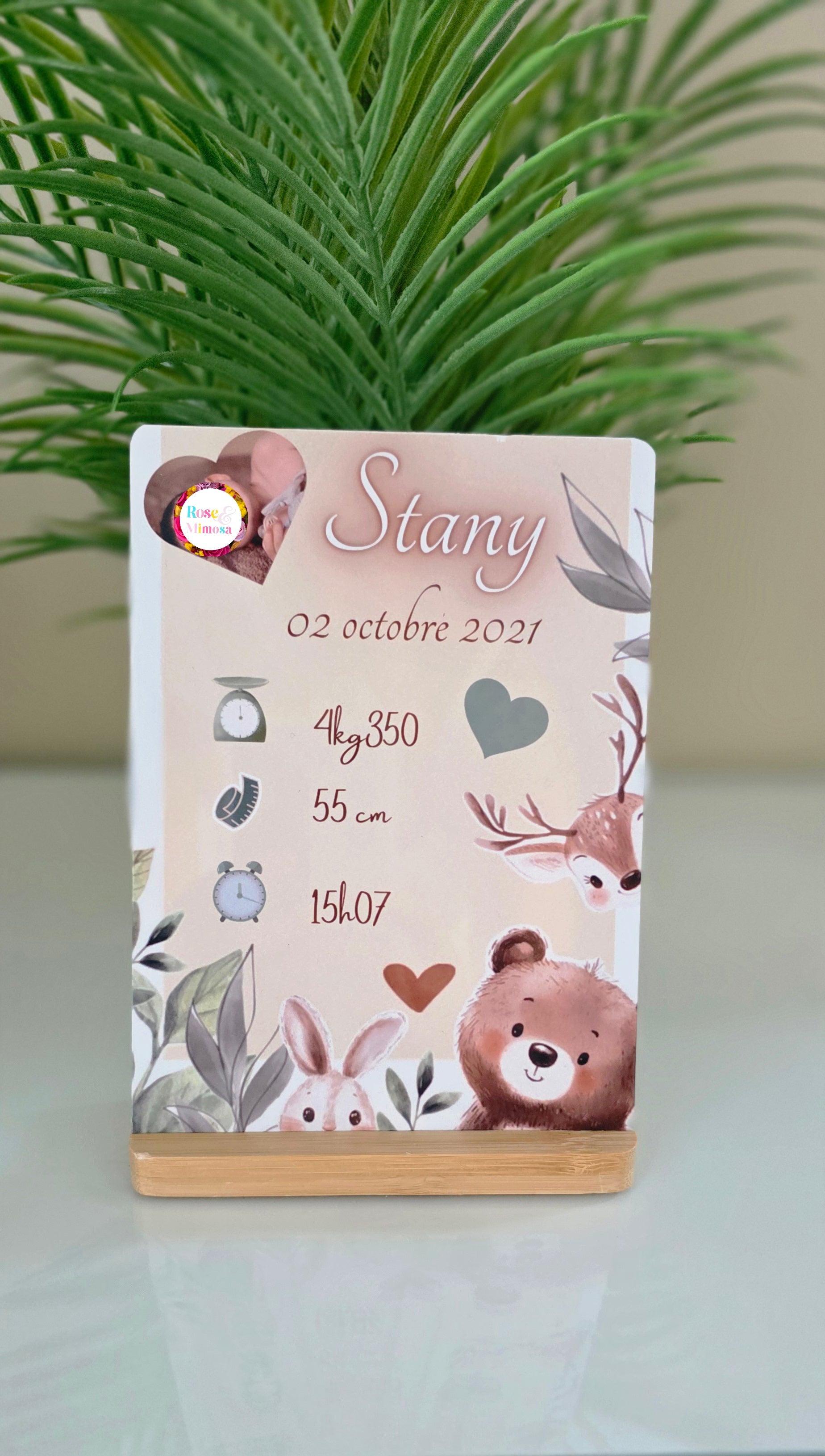 🖼️ Plaque Photo Personnalisée en Métal – 13x18 cm ✨ NAISSANCE