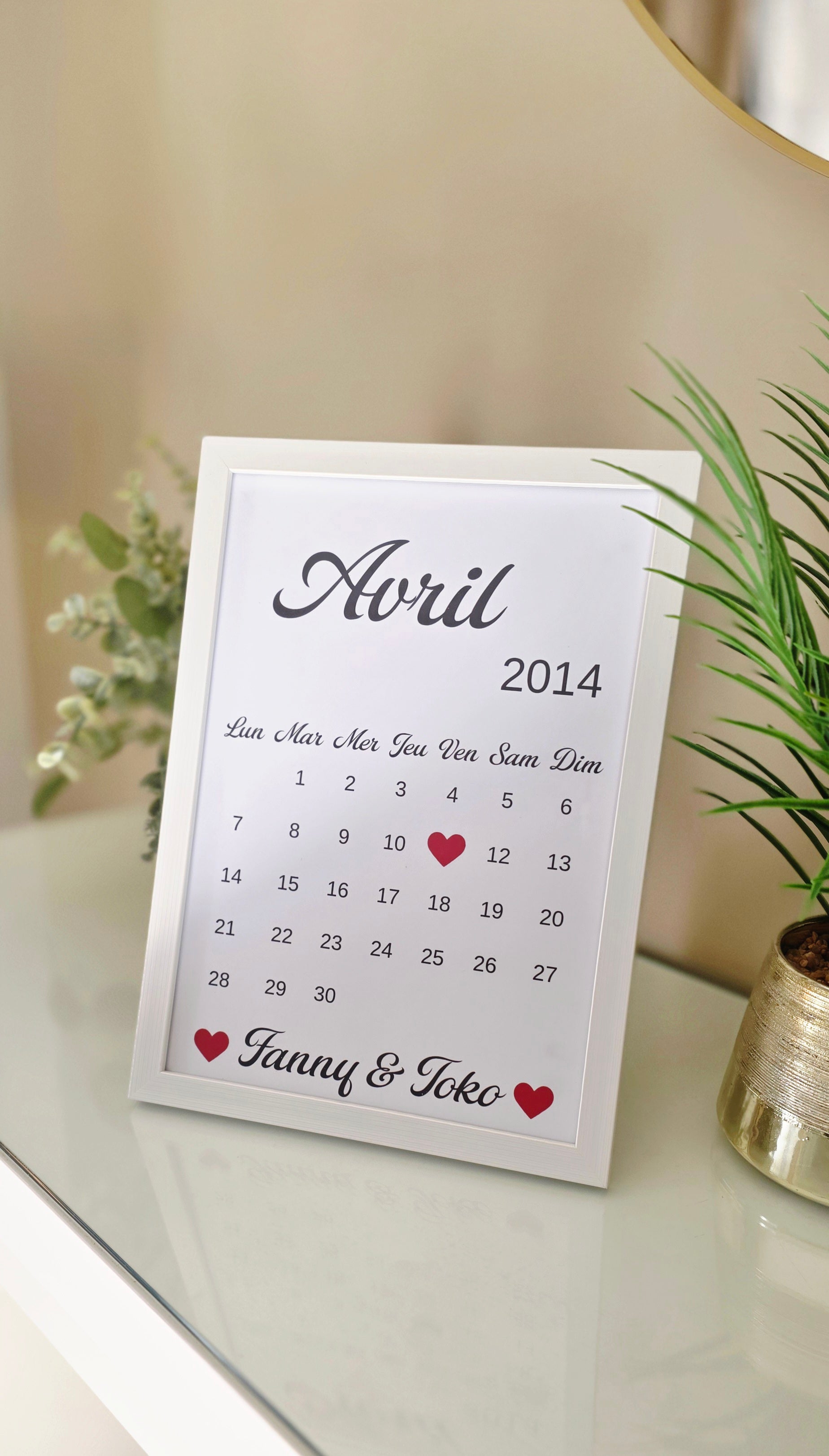 ❤️ Cadre calendrier personnalisé – Date de rencontre