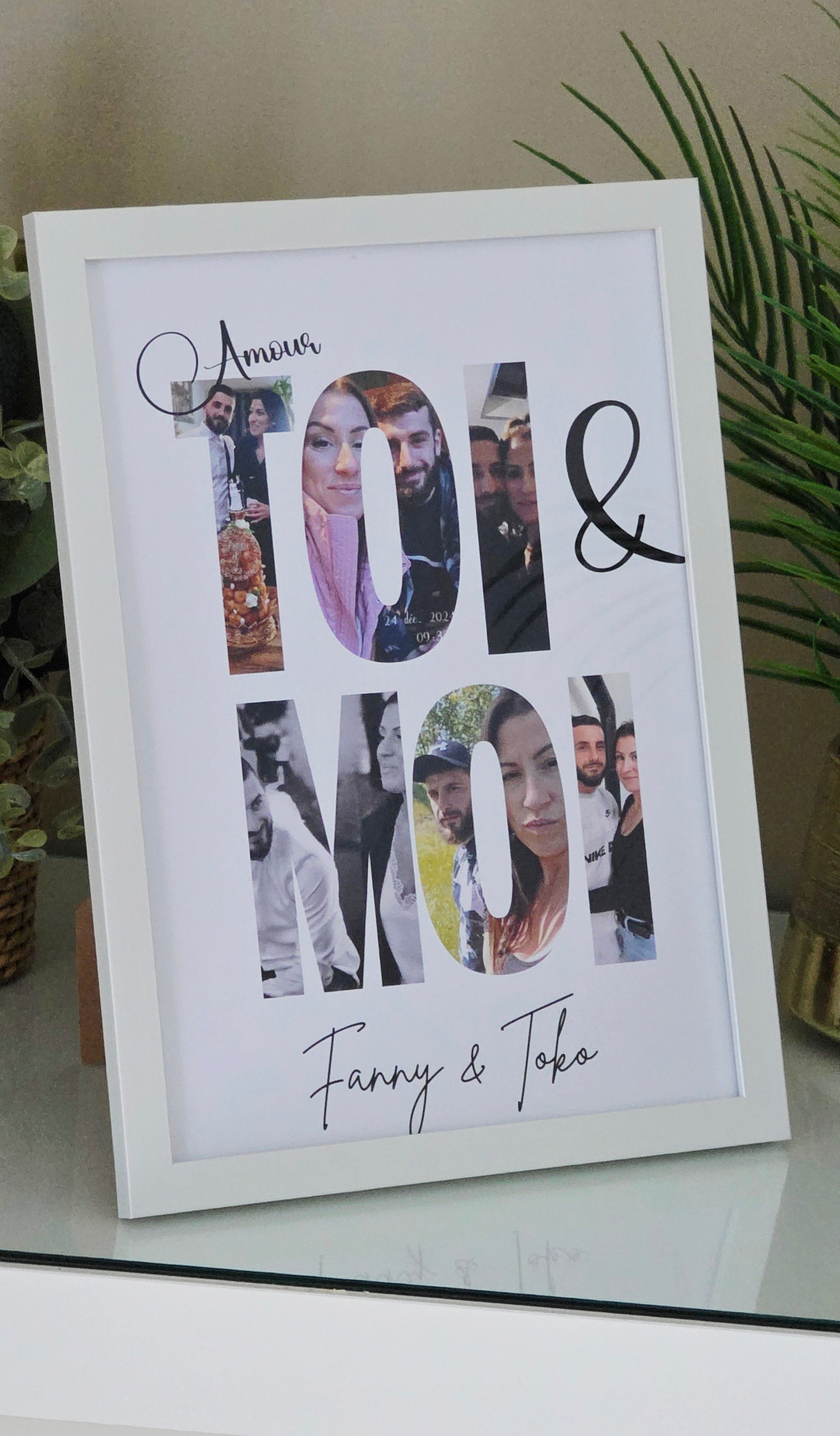 Cadre personnalisé Toi & Moi avec photos – Souvenir d’amour couple