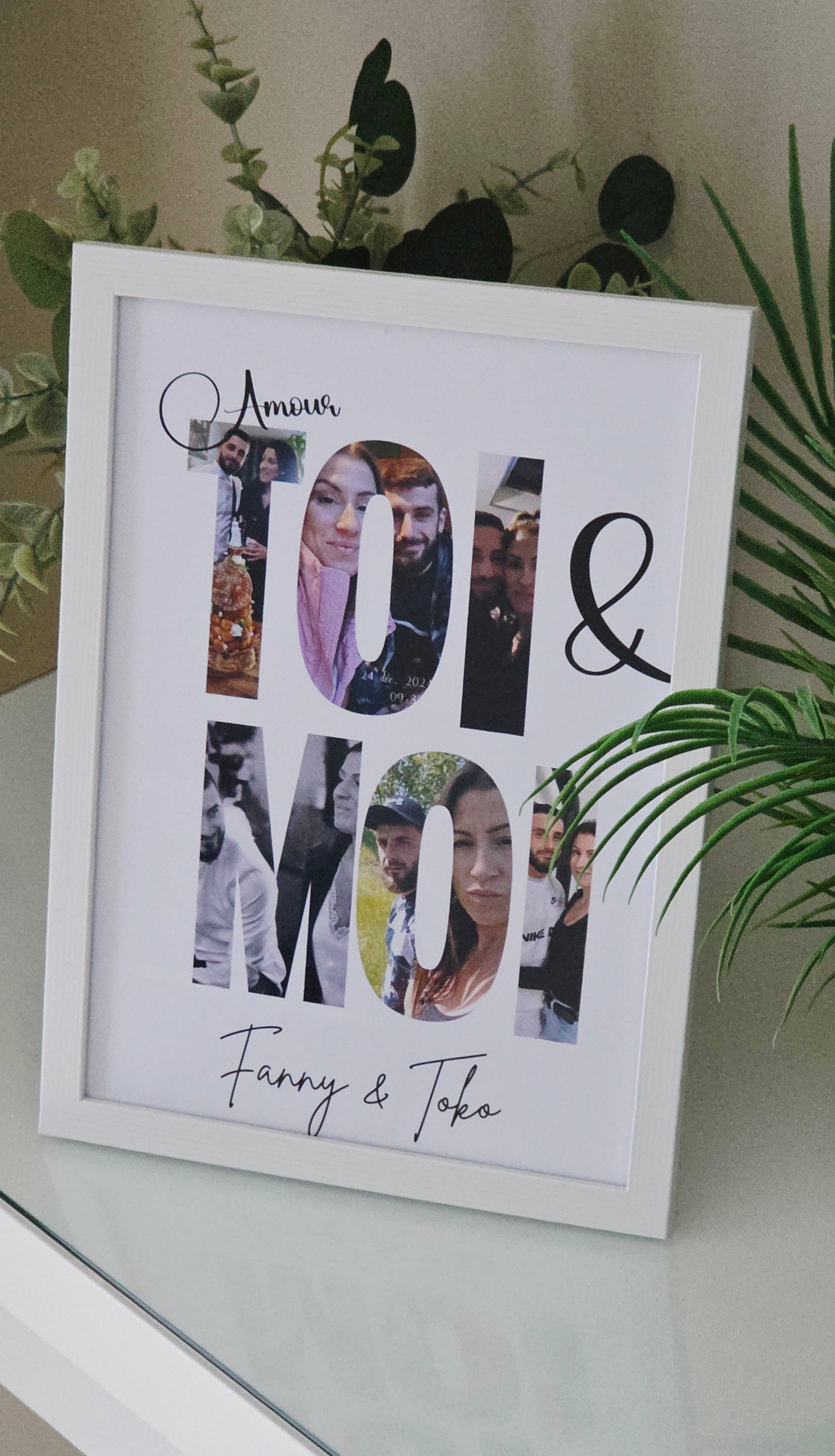 Cadre personnalisé Toi & Moi avec photos – Souvenir d’amour couple