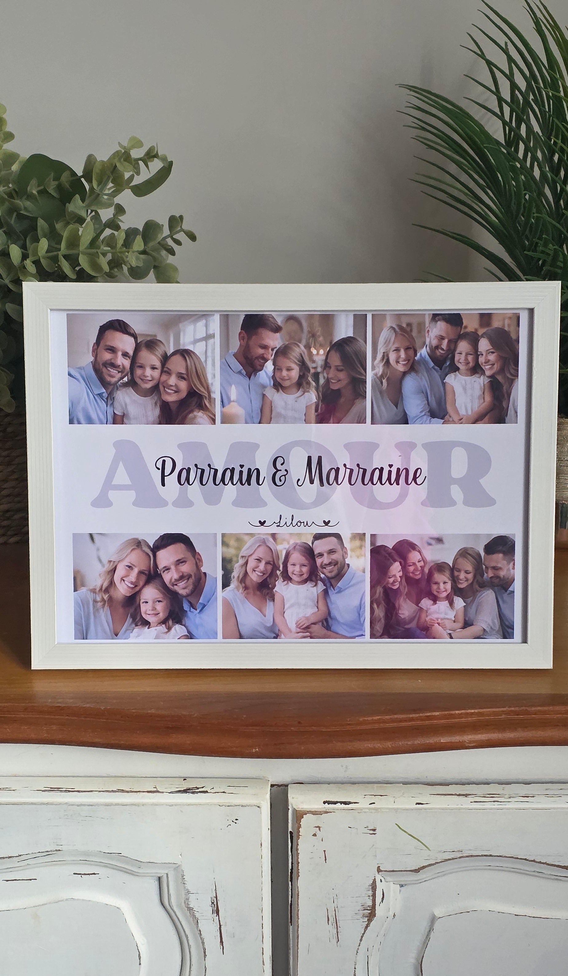 Cadre personnalisé Parrain & Marraine – Souvenir unique avec photos et prénom