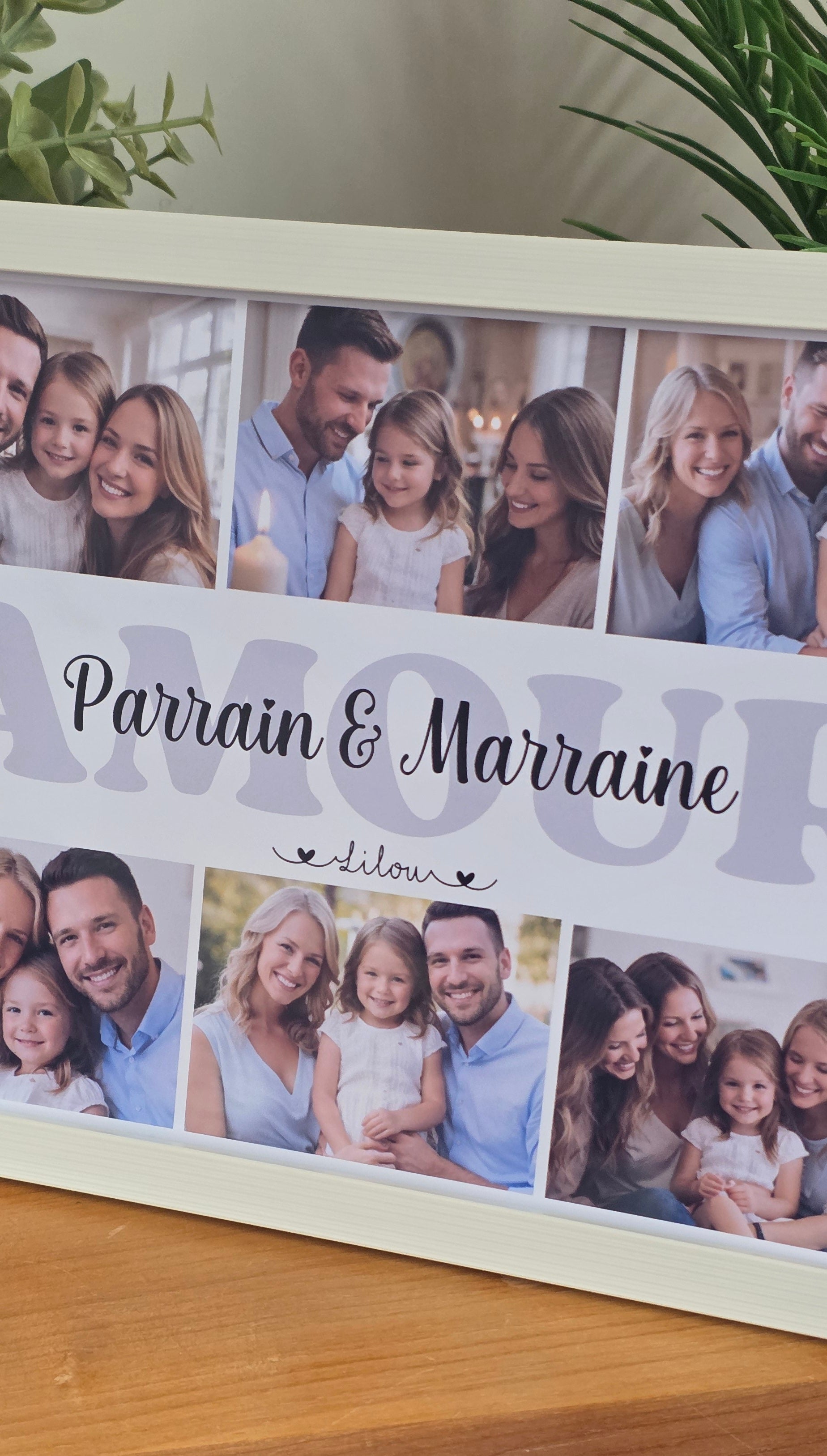 Cadre personnalisé Parrain & Marraine – Souvenir unique avec photos et prénom